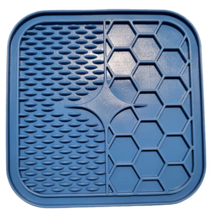 Dog Lick - Blue Wavy Square